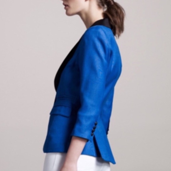 Smythe Shawl-Collar Blazer in Blue Size 8 - Picture 3 of 12